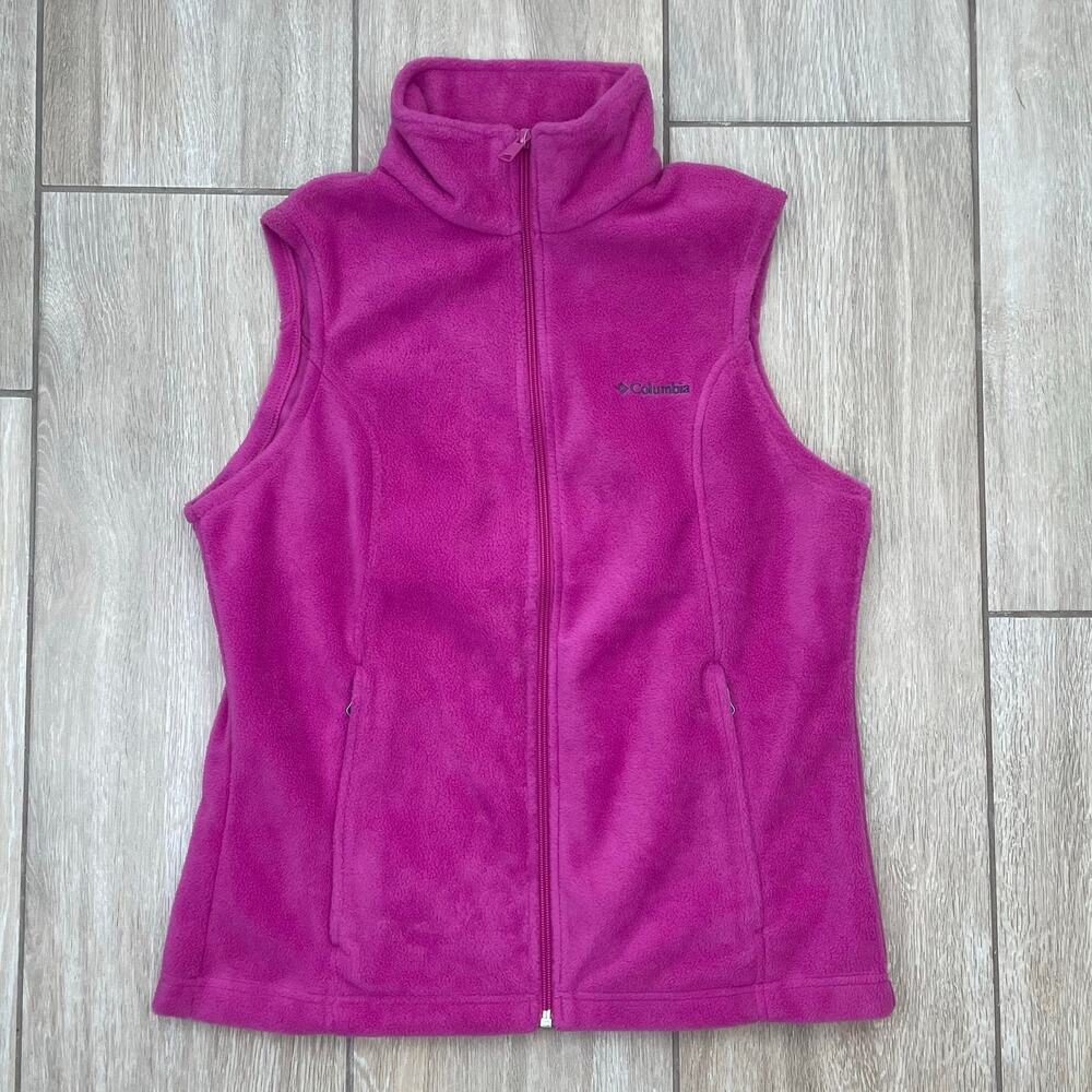 Columbia Benton Springs Fleece Vest Womens Medium M NWT Pink Full Zip Jacket